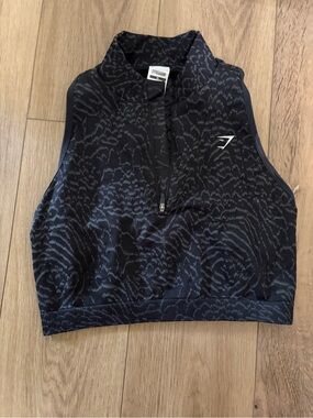 Gymshark Black & Charcoal Patterned High Neck Zip Jacket
